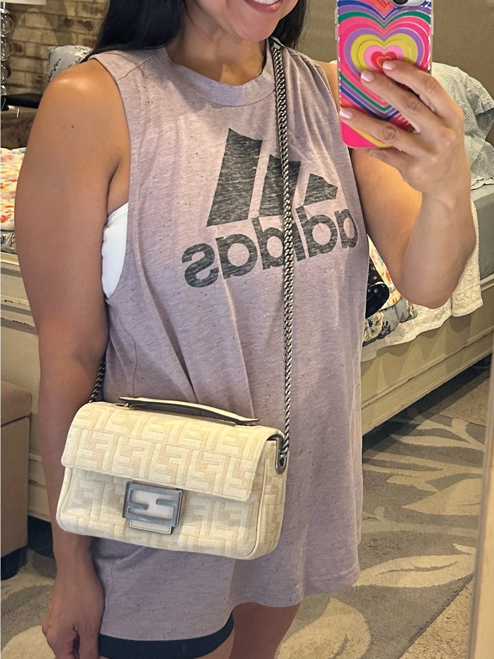Fendi FF Baguette in Chenille with Gun Metal Hardware - Picture 13 of 14